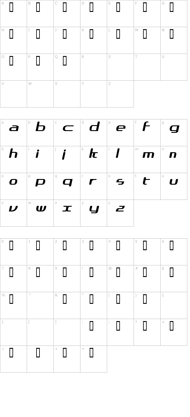 asos19101357 BoldItalic character map