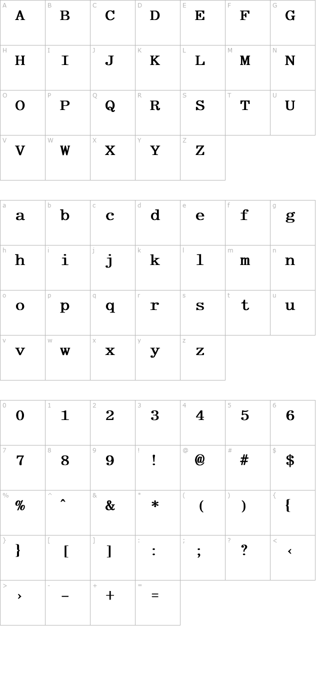 asphalt-fixed-bold character map