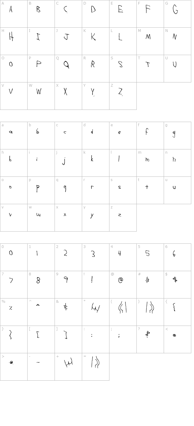 Ass Backwards character map