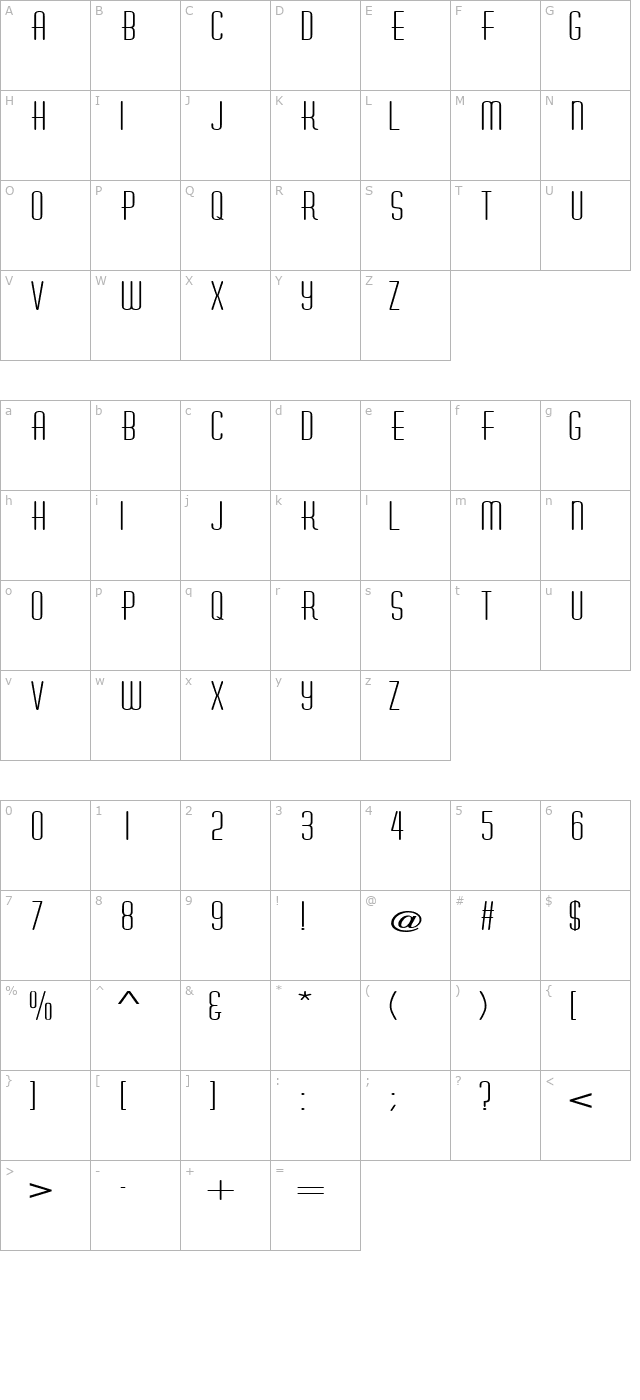 AstaireExtended character map