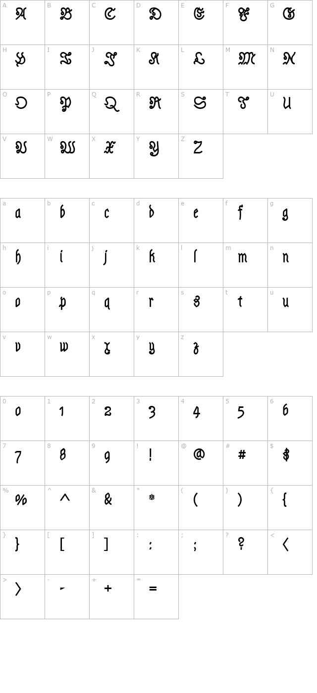 astloch-bold character map