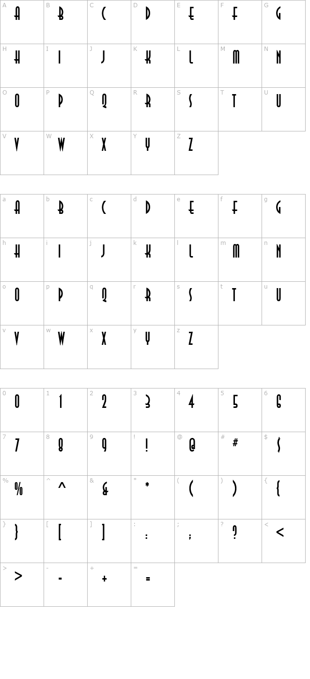 Astrid Long character map