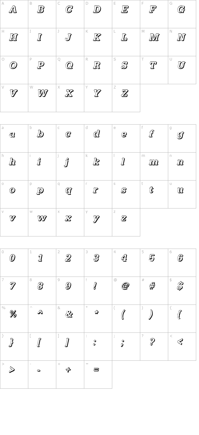 astridbeckershadowc-medium-italic character map