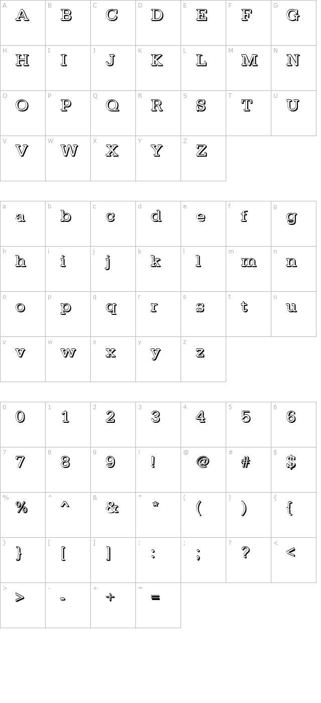 AstridBeckerShadowW-Regular character map