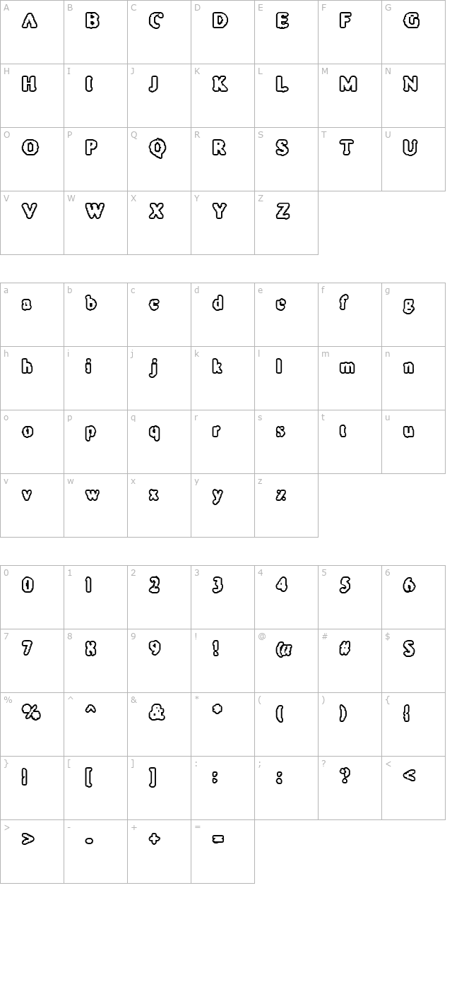 Astro Creep 2 character map