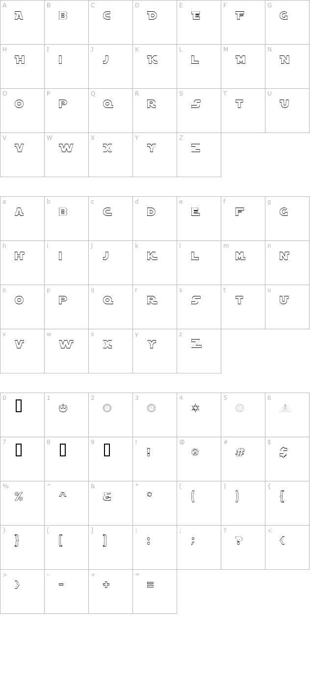 astroalternateoutline character map