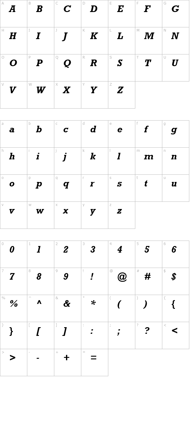 astute-ssi-bold-italic character map