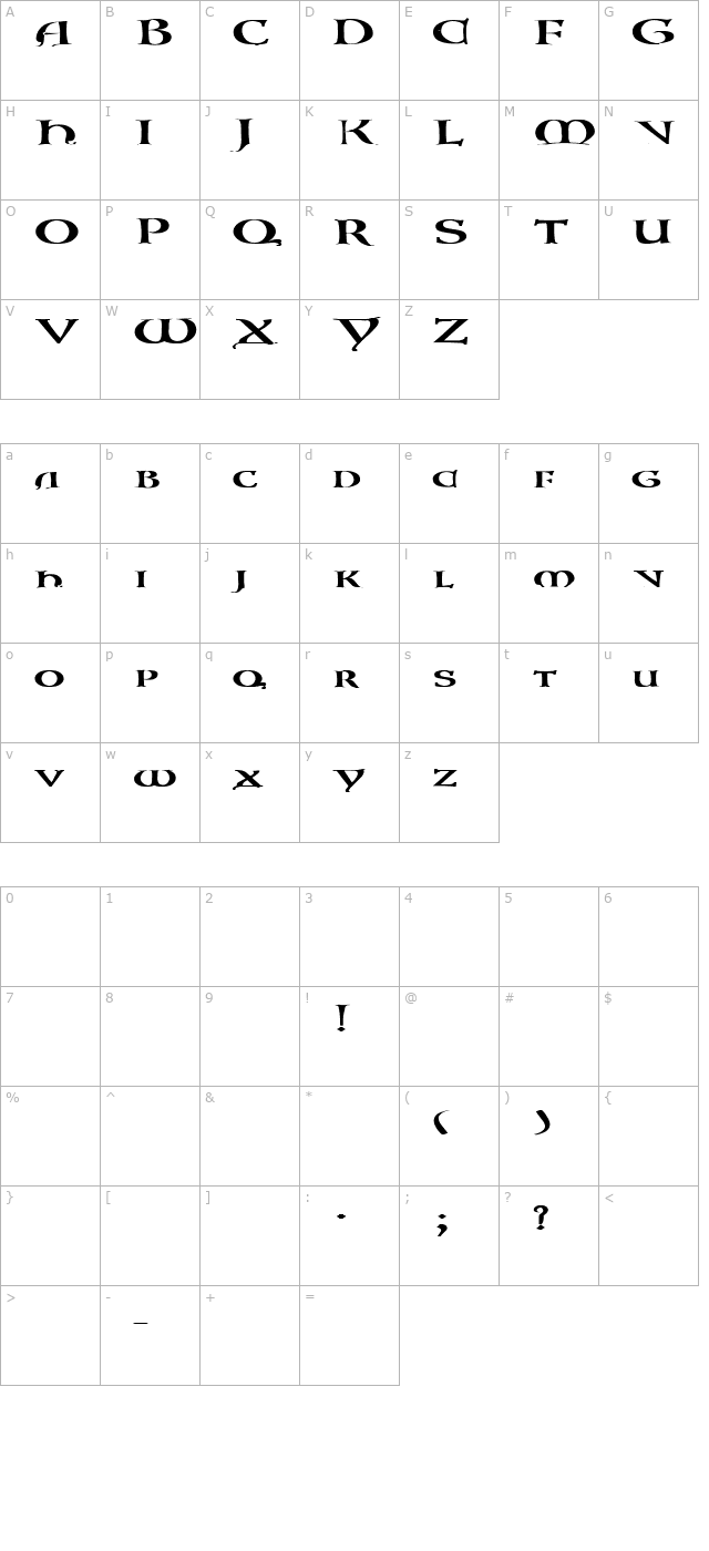 Asylum 1 character map