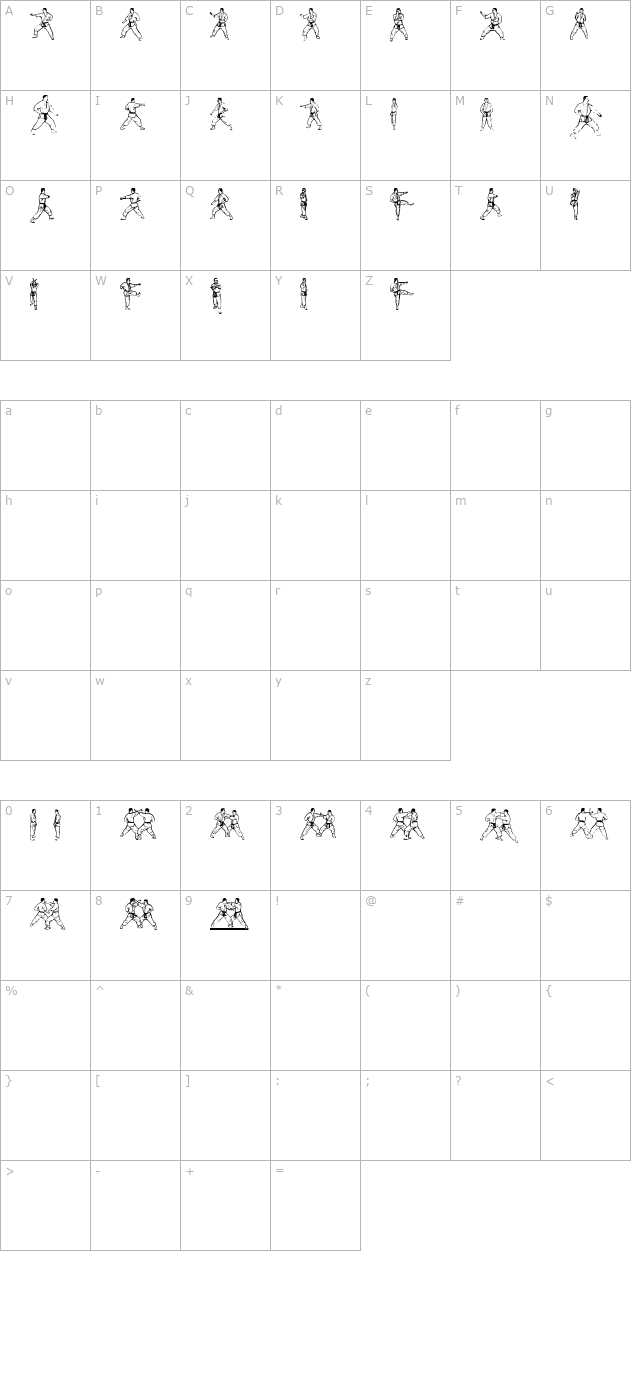 Atewaza character map