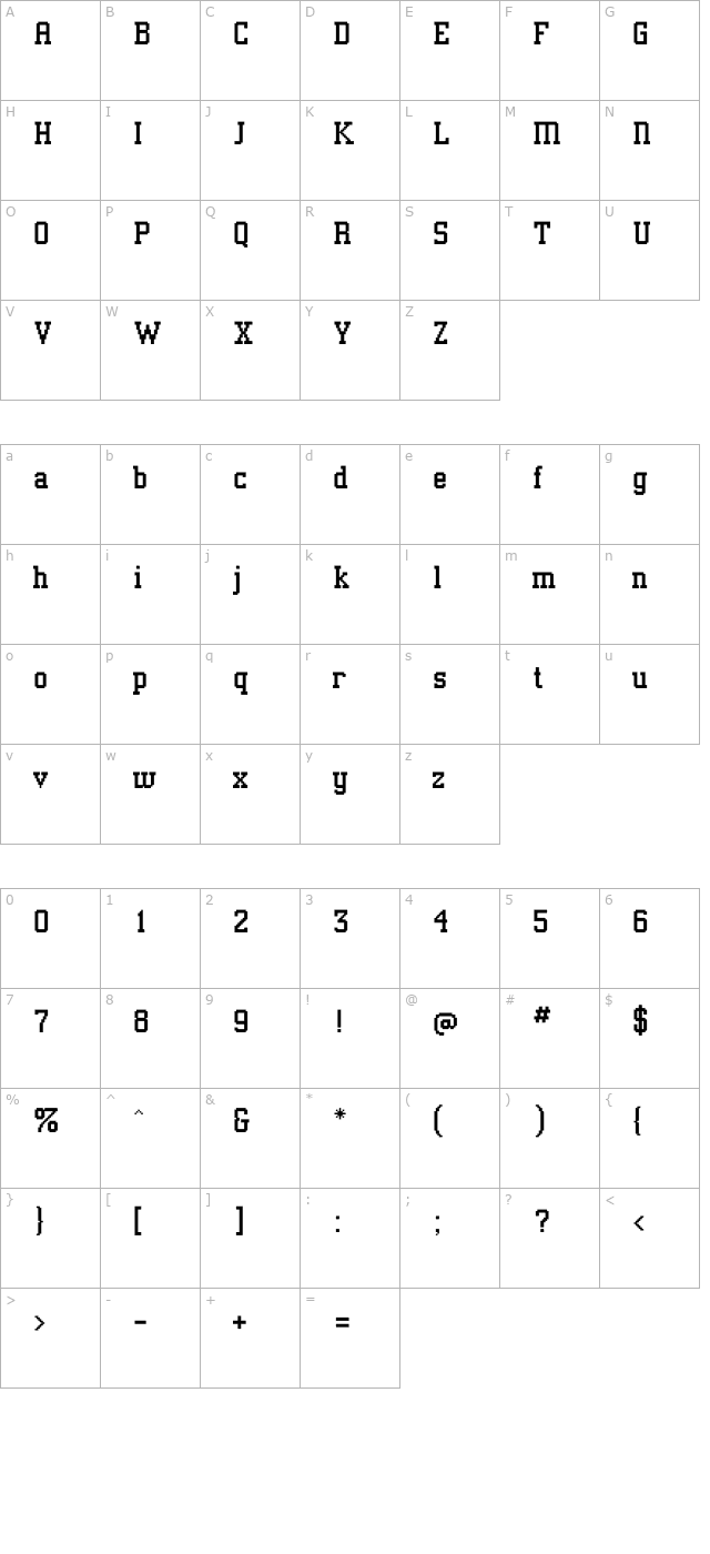 Athens Classic character map