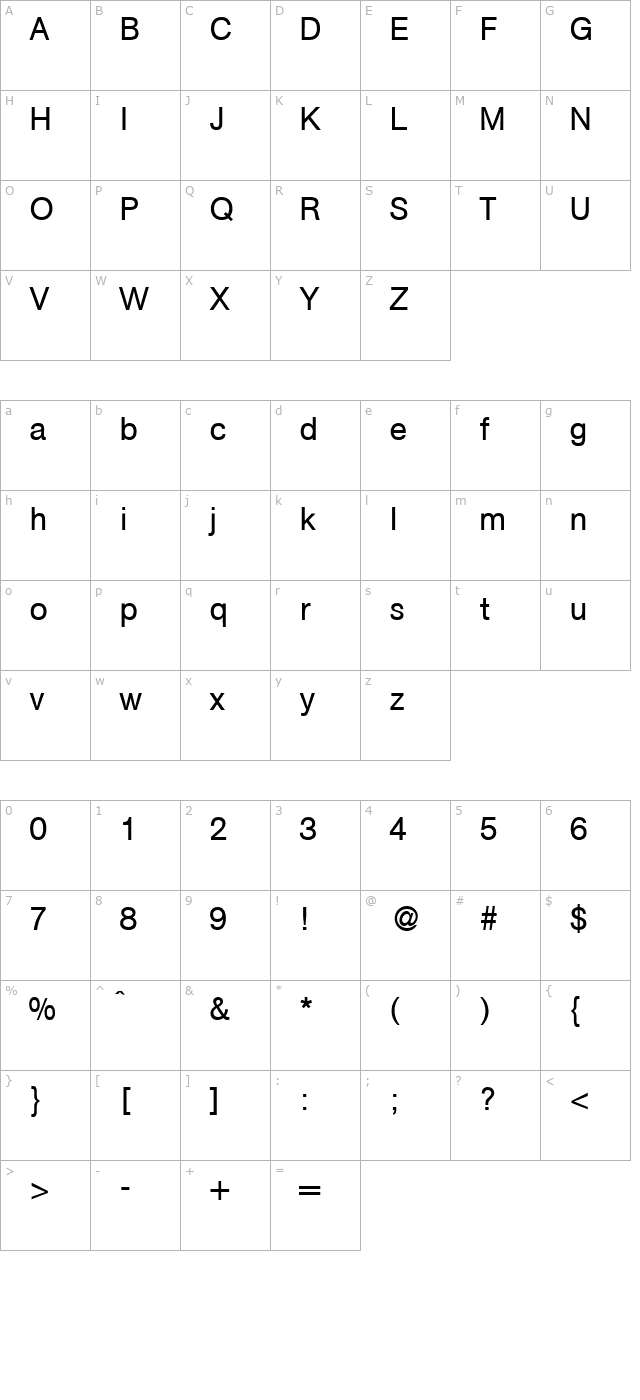 atkins-regular character map