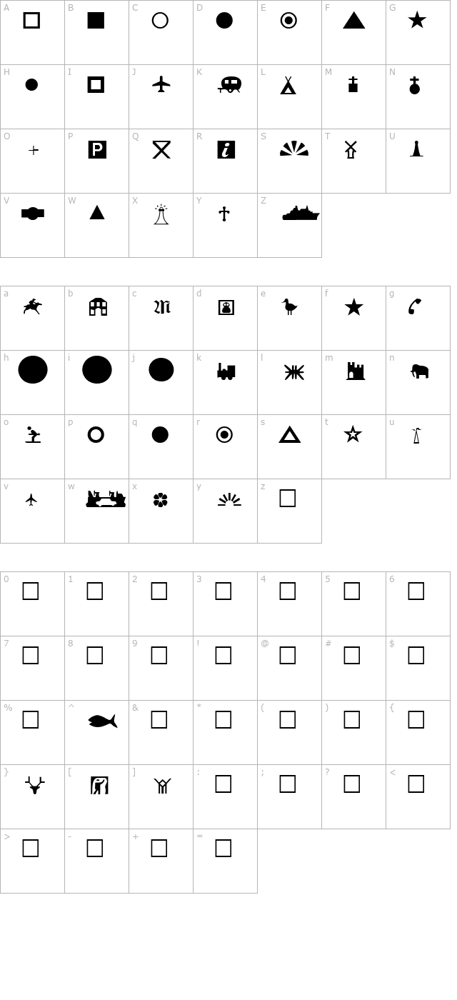 ATLAS97 Symbol 1 character map