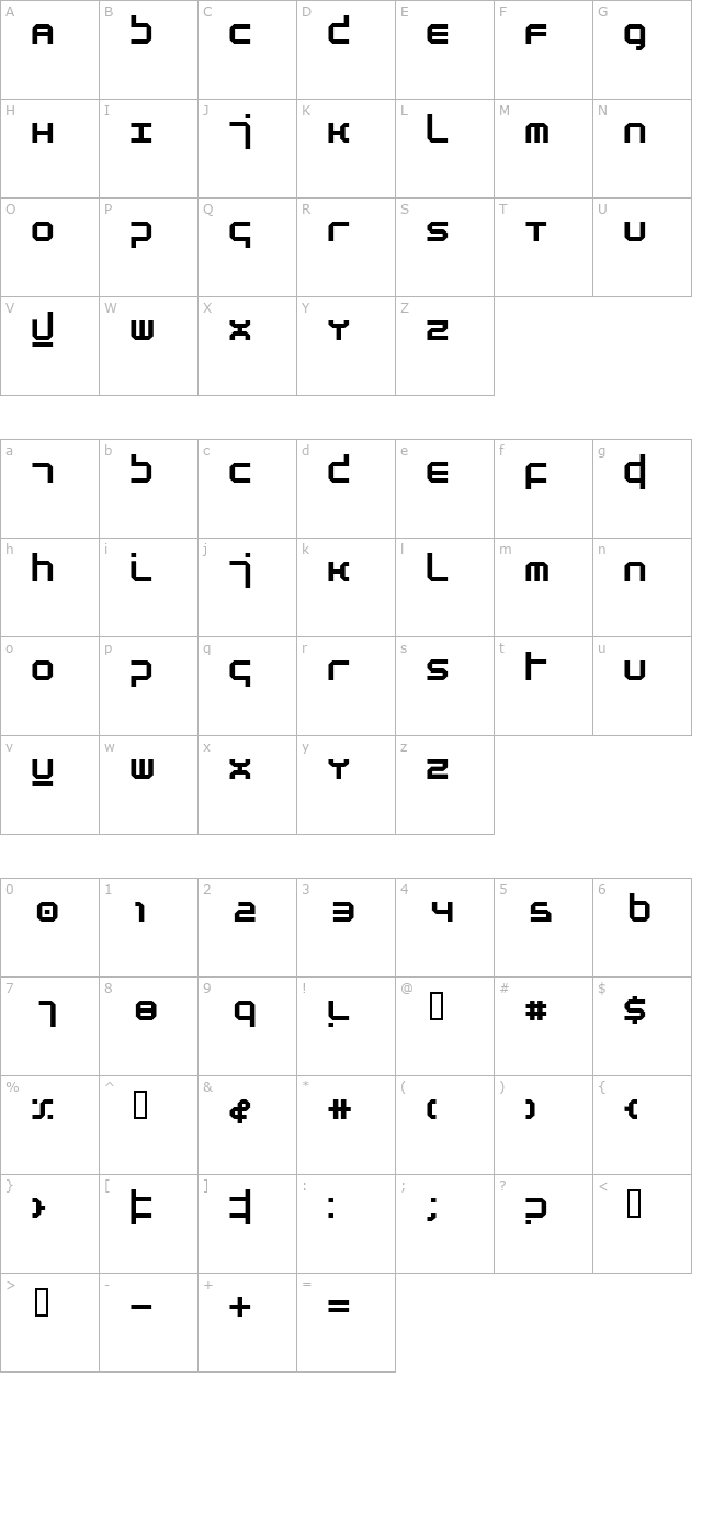 Atmosphere Bold character map