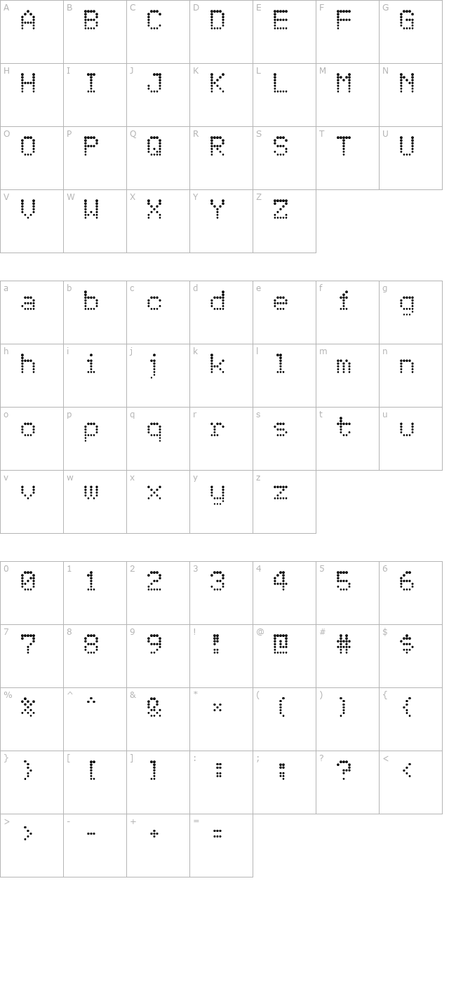 Atomic Clock Radio character map