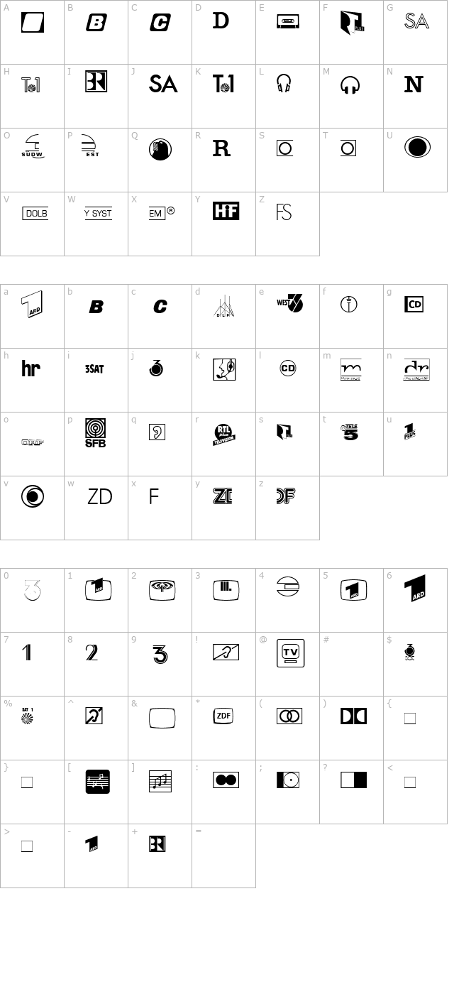 AudioLHPi character map