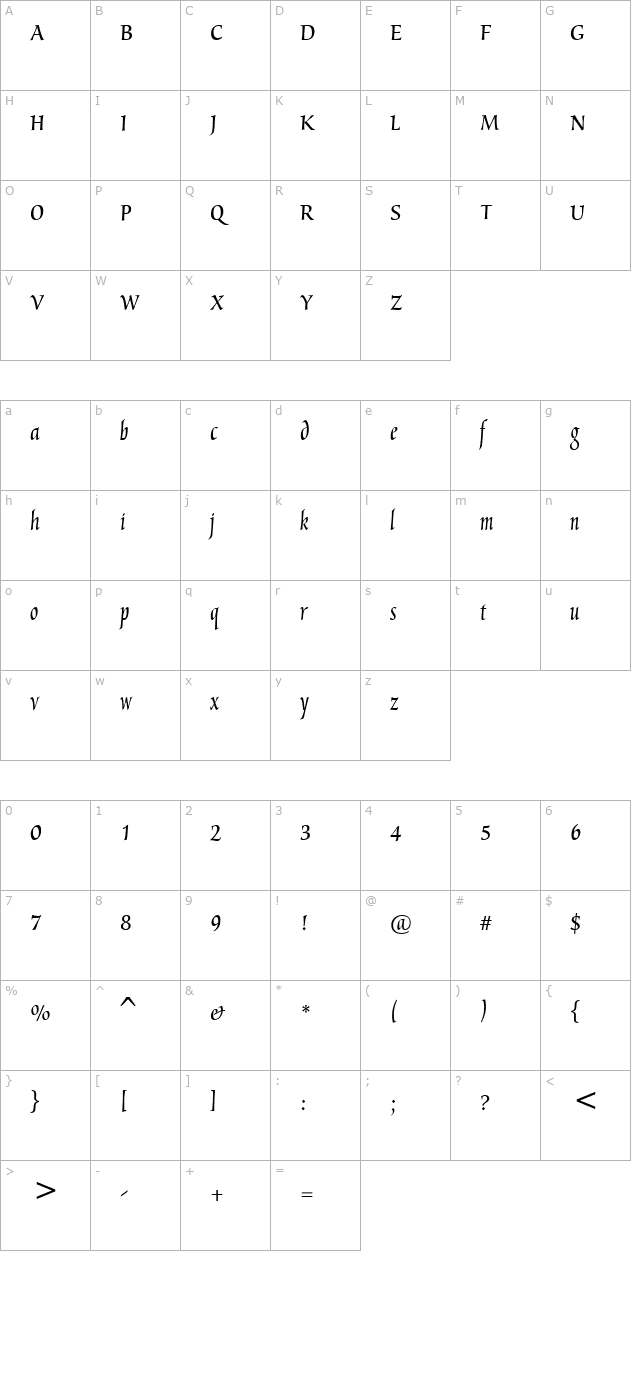 audreytwo-swc character map