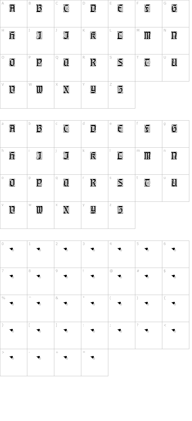 Augsburger Initials character map