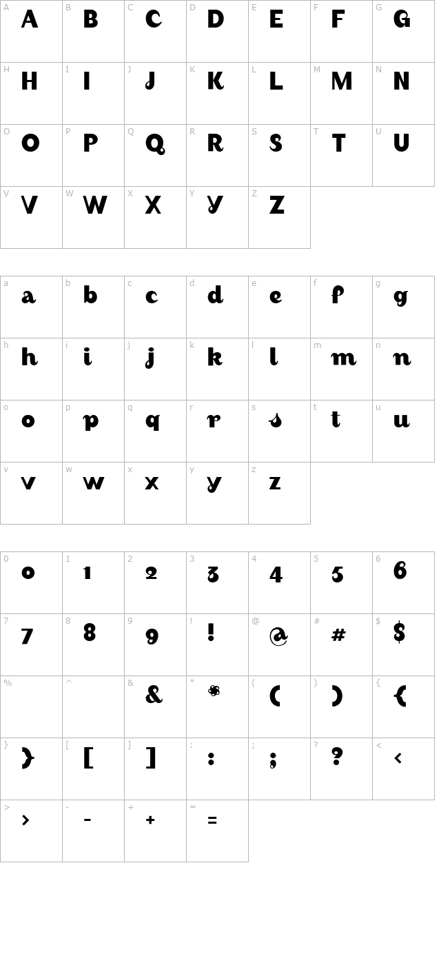 August-Bold character map