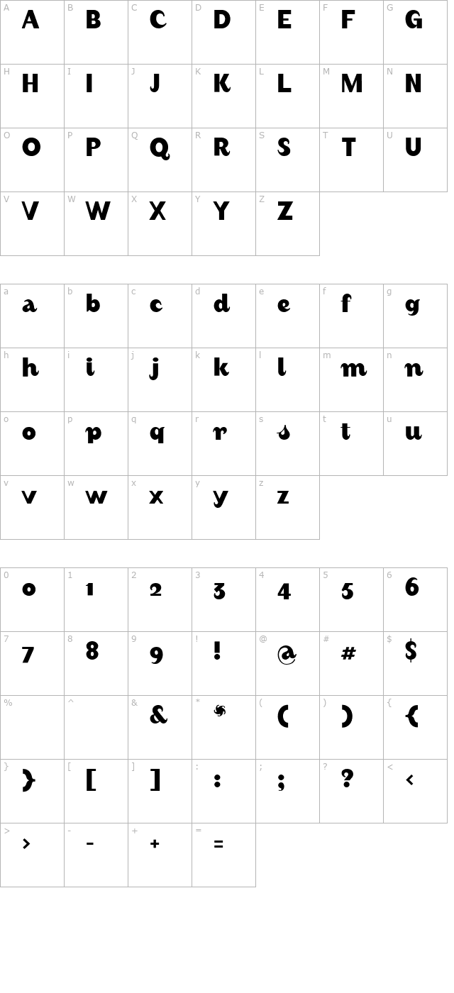 august-boldalternate character map