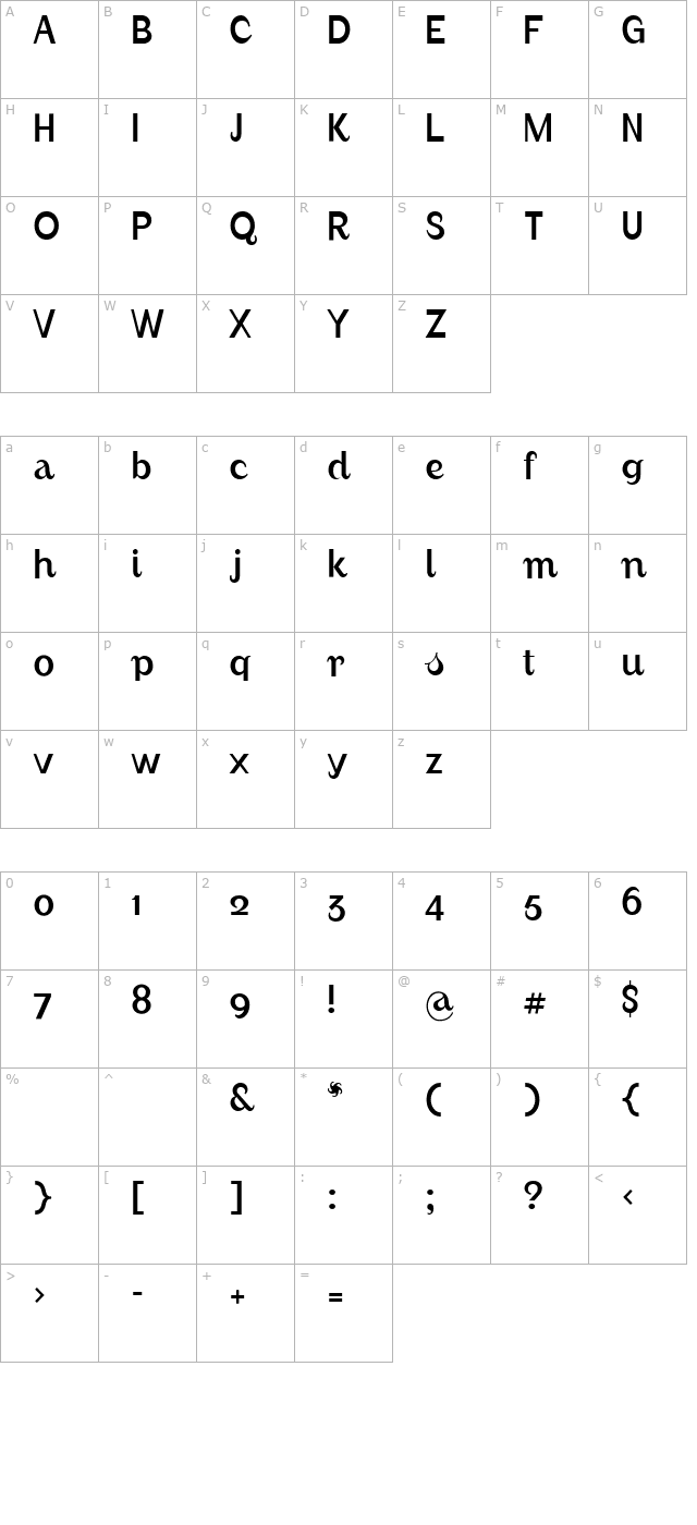 August-LightAlternate character map