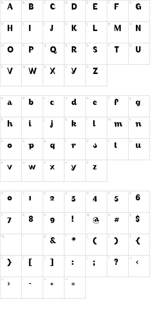 August-Medium character map