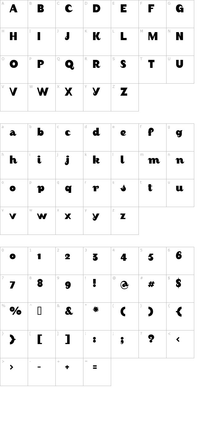 AugustBlack character map