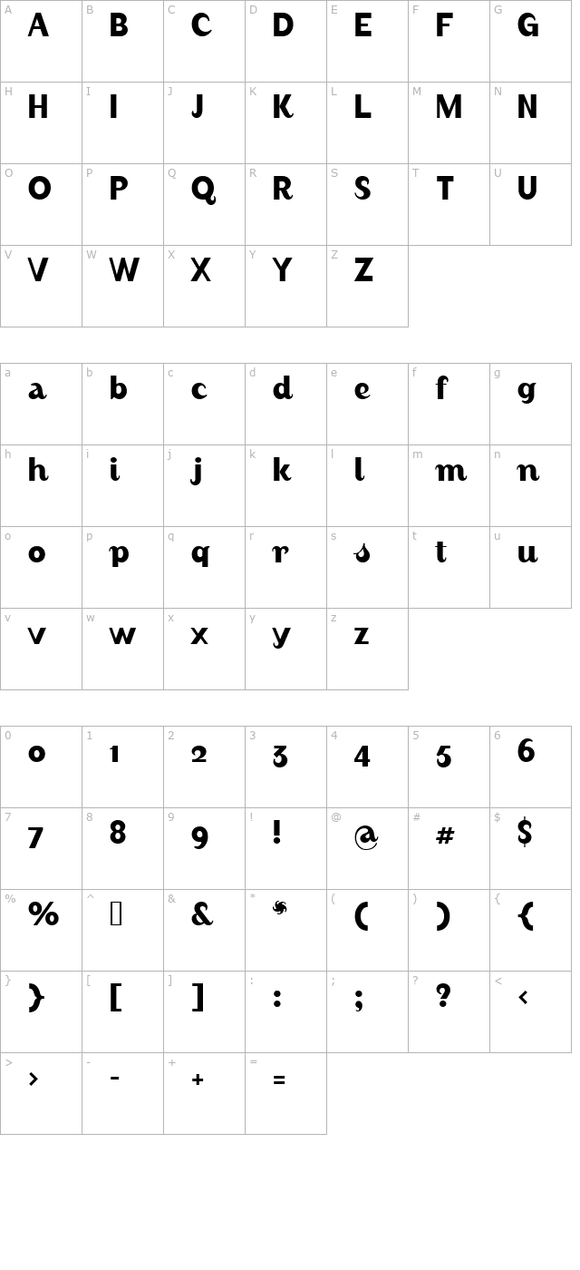 AugustMediumAlternate character map