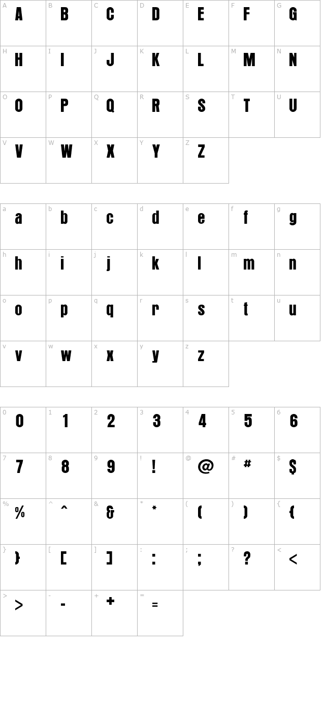 Aurora character map