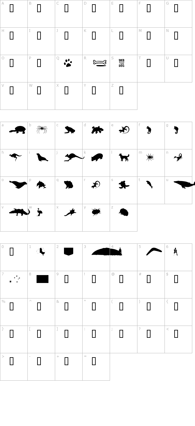 aussieicons character map