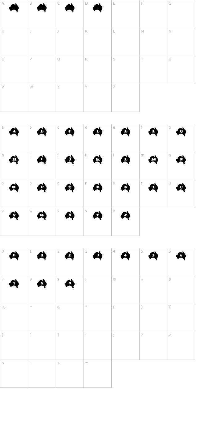 australia-fair character map