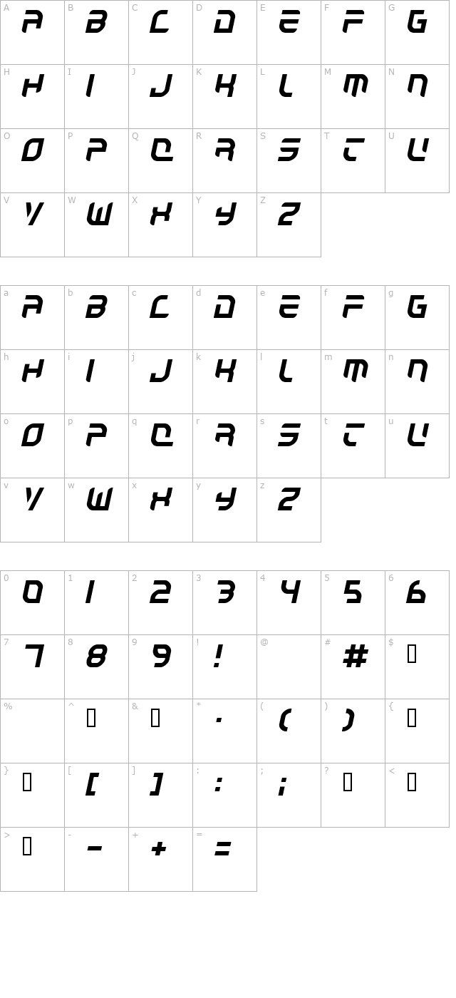 Autobahn character map