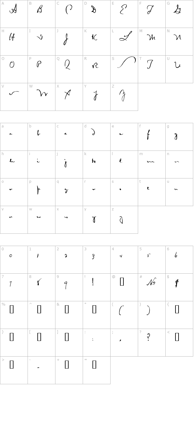 autograph-lanier-hplhs character map