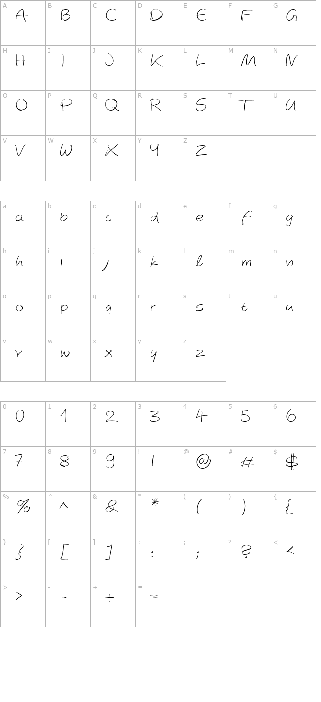 AutographScriptEF Light character map