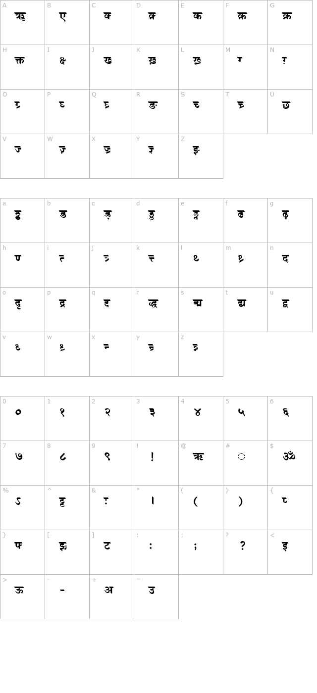 av-font-hin1-bold character map