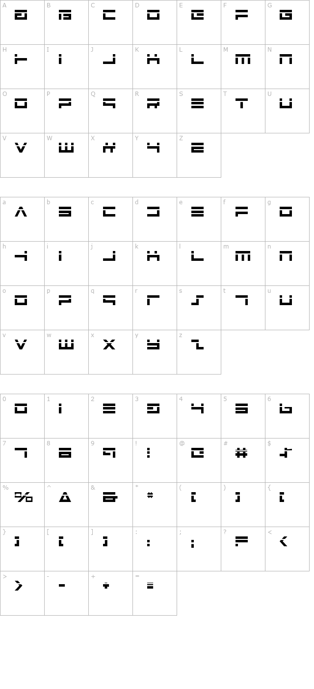 Avenger Laser character map