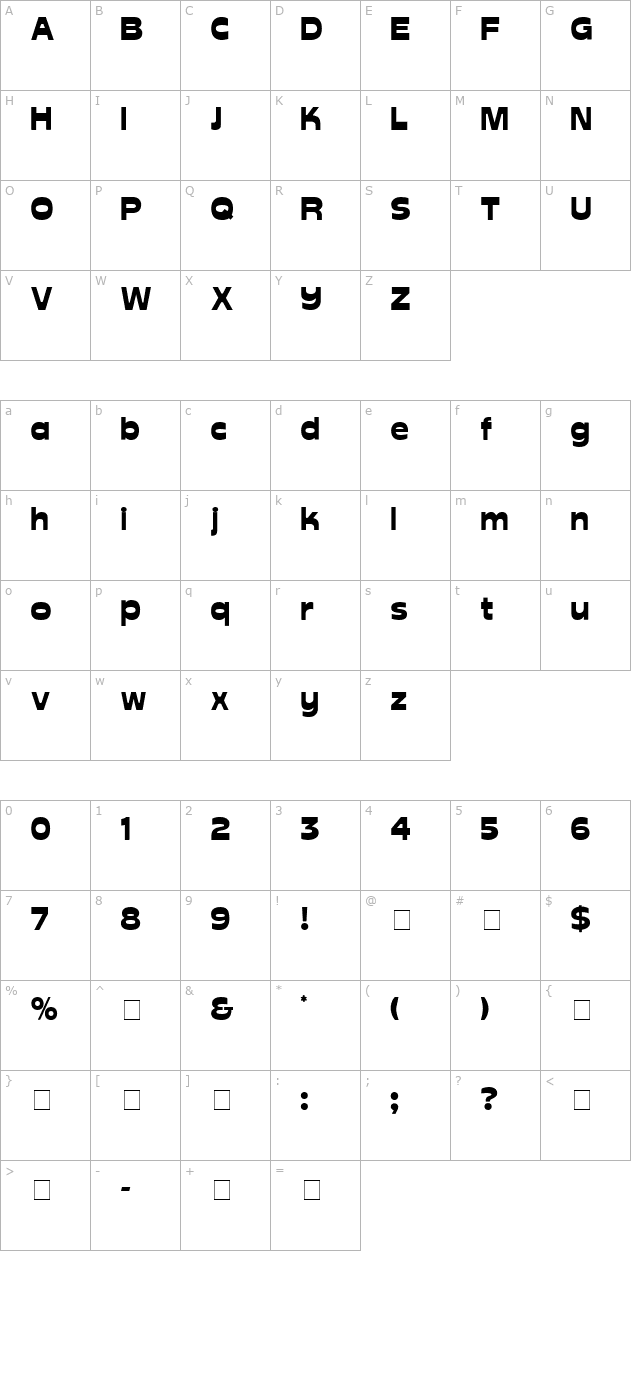 Aver Display SSi character map