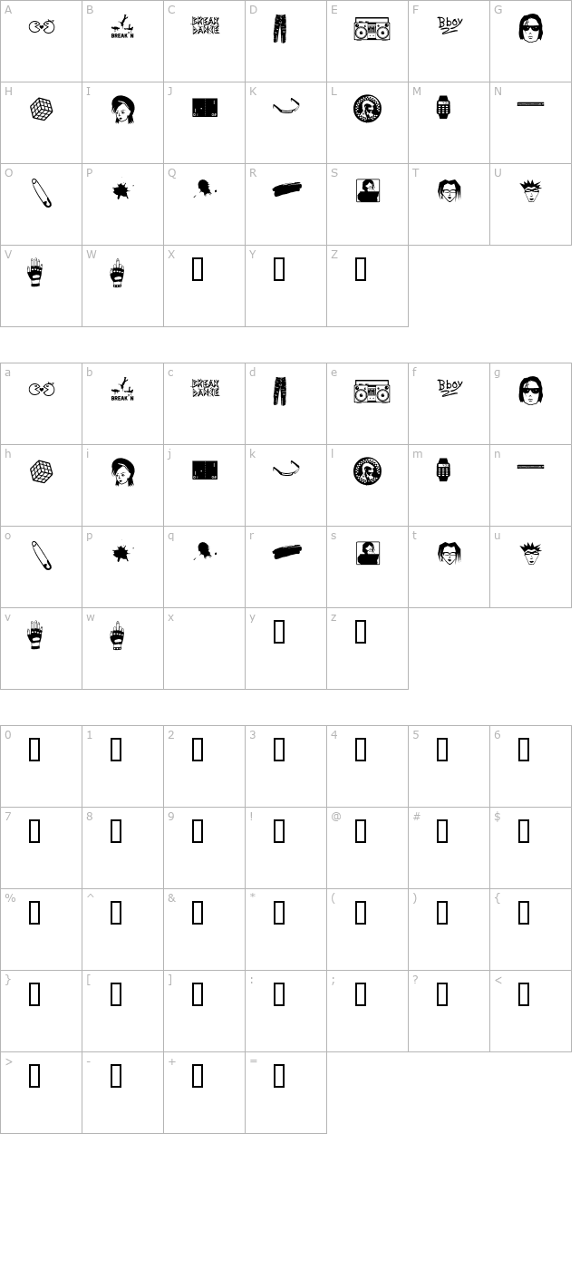 awesome-80s-bv character map