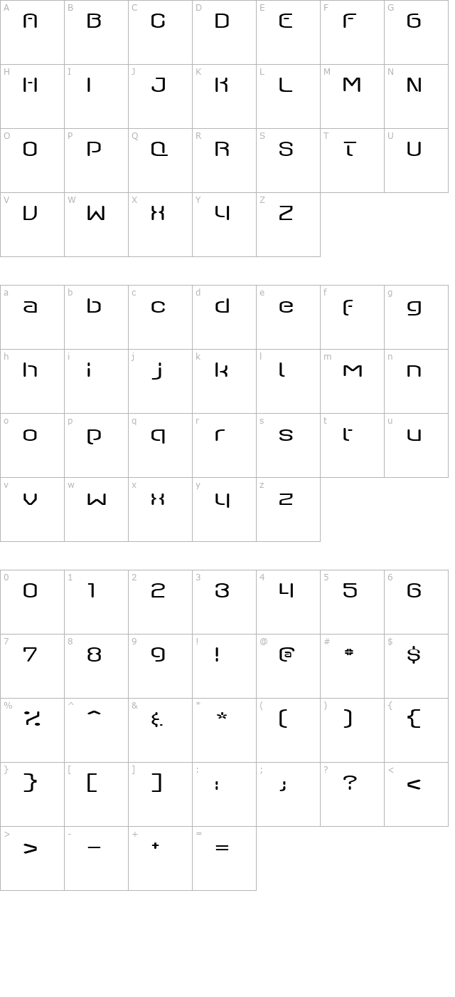 Axaxax light character map