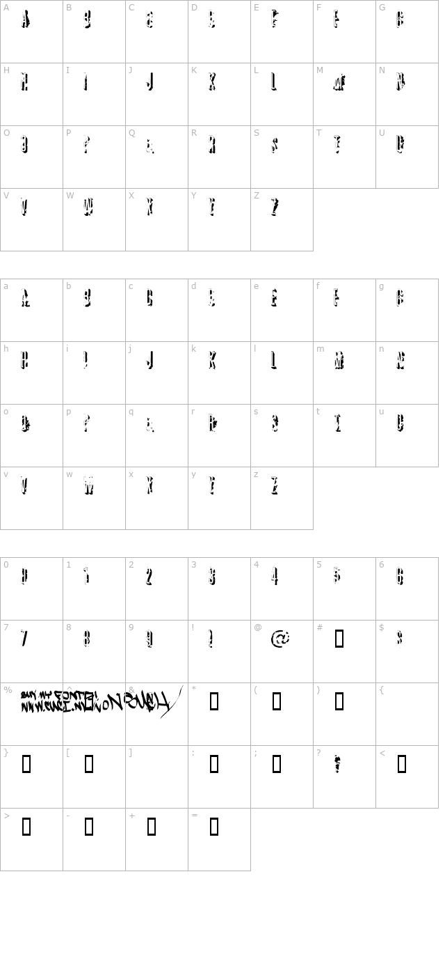 AZ crushed character map