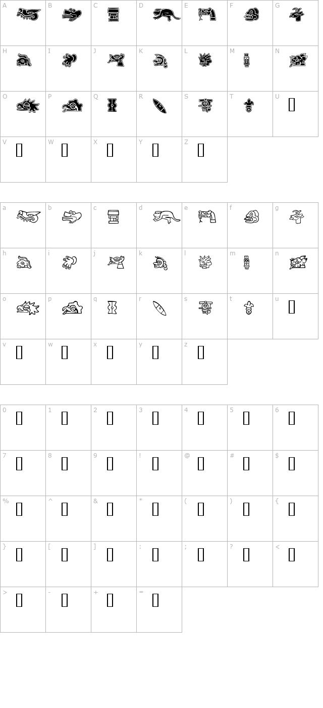 aztecdaysigns character map