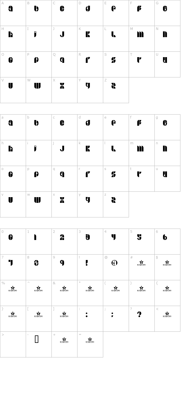 B Side character map