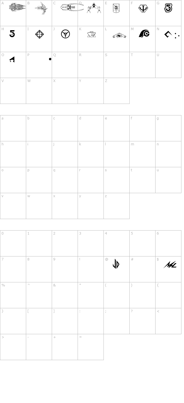 B5wingdings character map