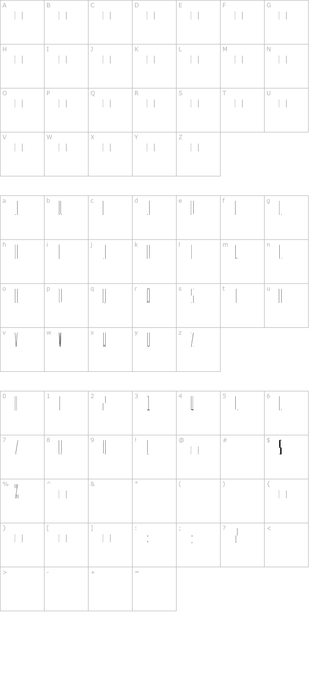 babbio-basso character map