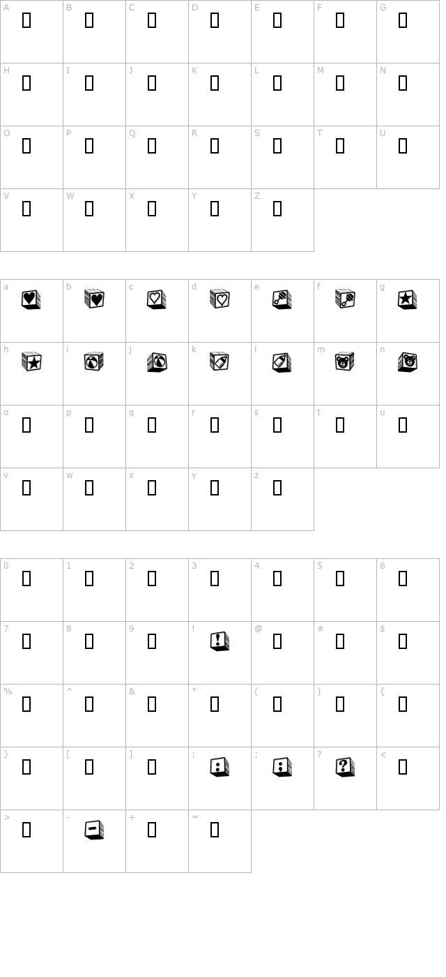 BabyBlockDingBats character map