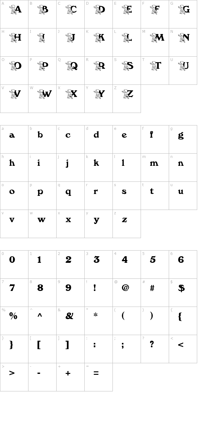 babyputte-becker character map