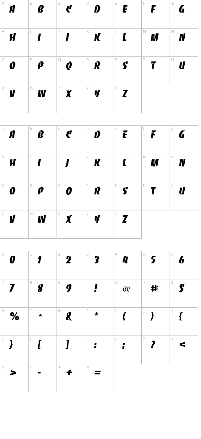 Baccarat character map