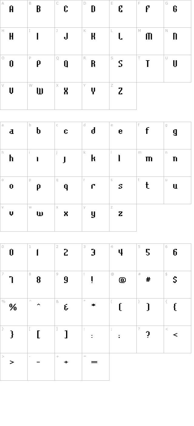 BaccusBevelExp Regular character map