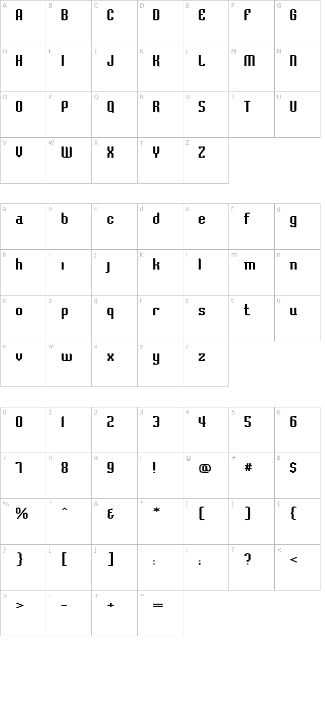 BaccusExpanded character map