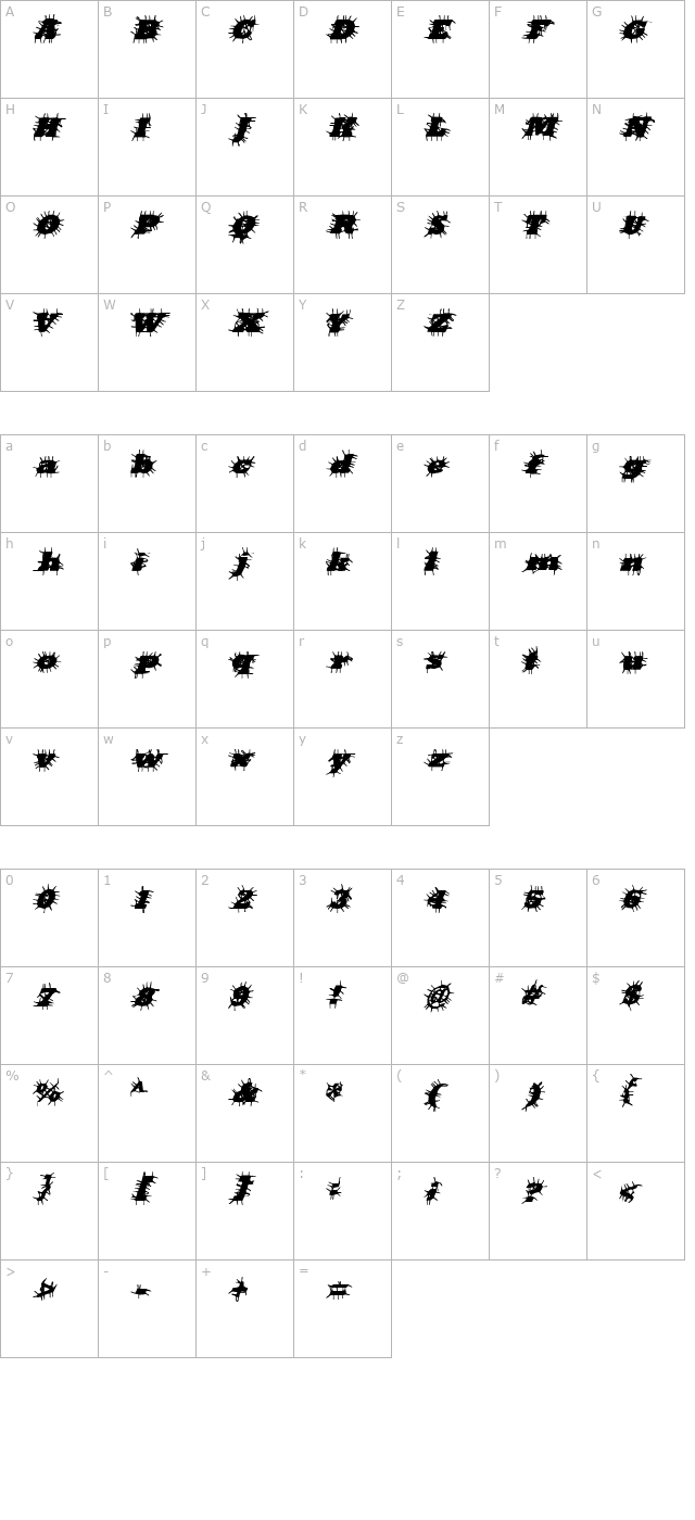 Bad Hair DayRegular character map