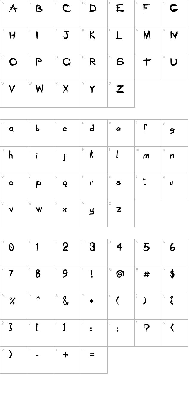 bad-seed-bold character map